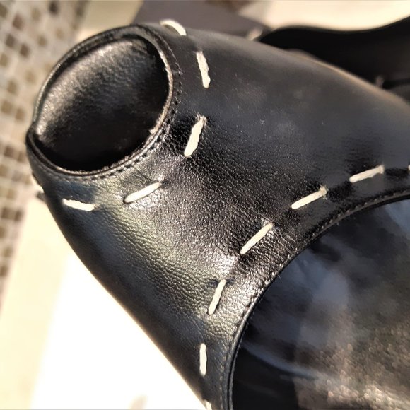 👠Via Spiga black leather open toe pumps heels - Picture 10 of 13